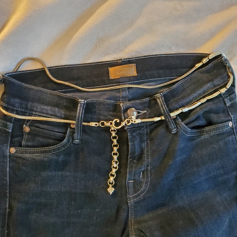 Silver chain belt, skinny, metal, waist or hip, OS